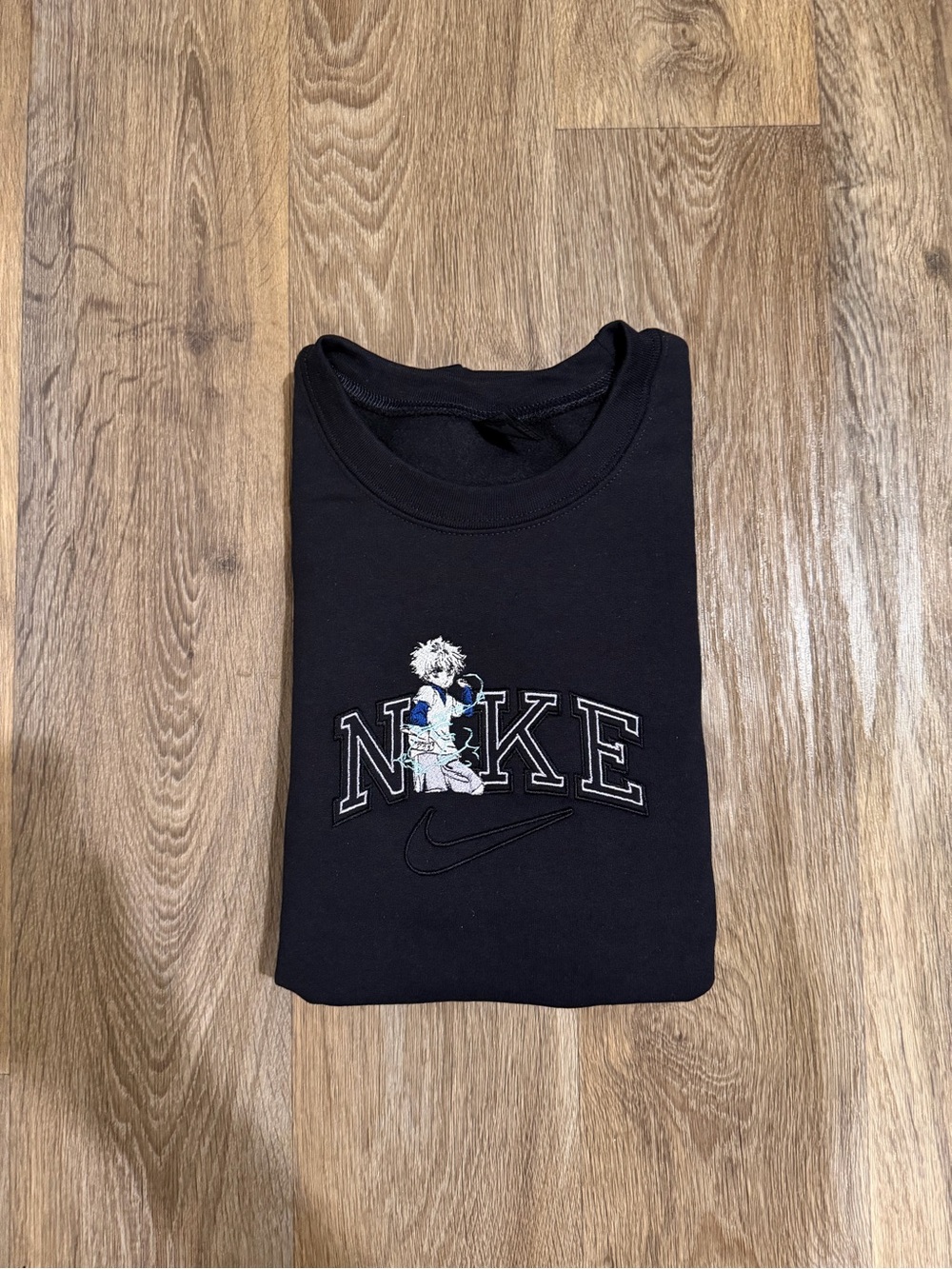 Killua lightning check black sweatshirt machine embroidered anime hunterxhunter